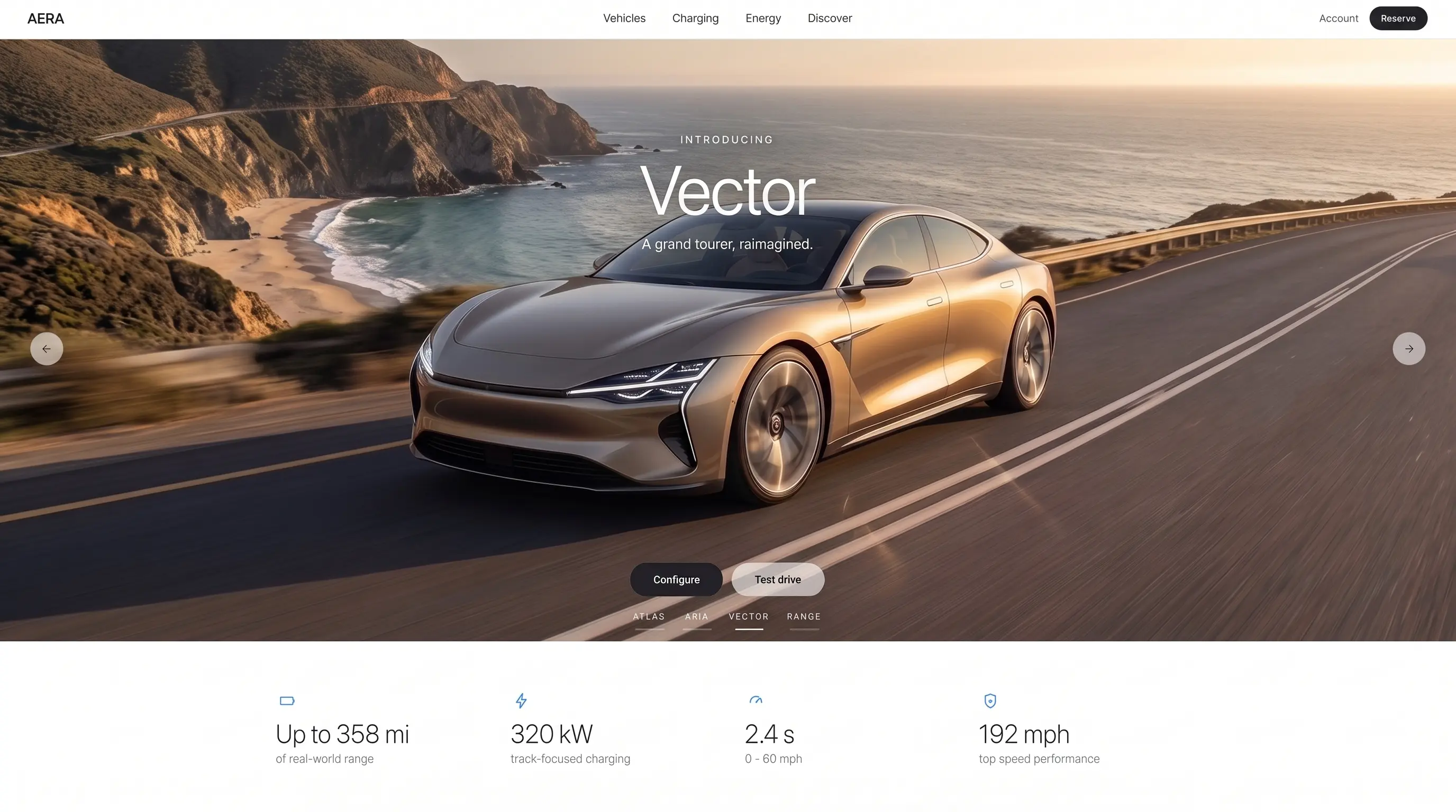 Area electric vehicle 3D configurator interface