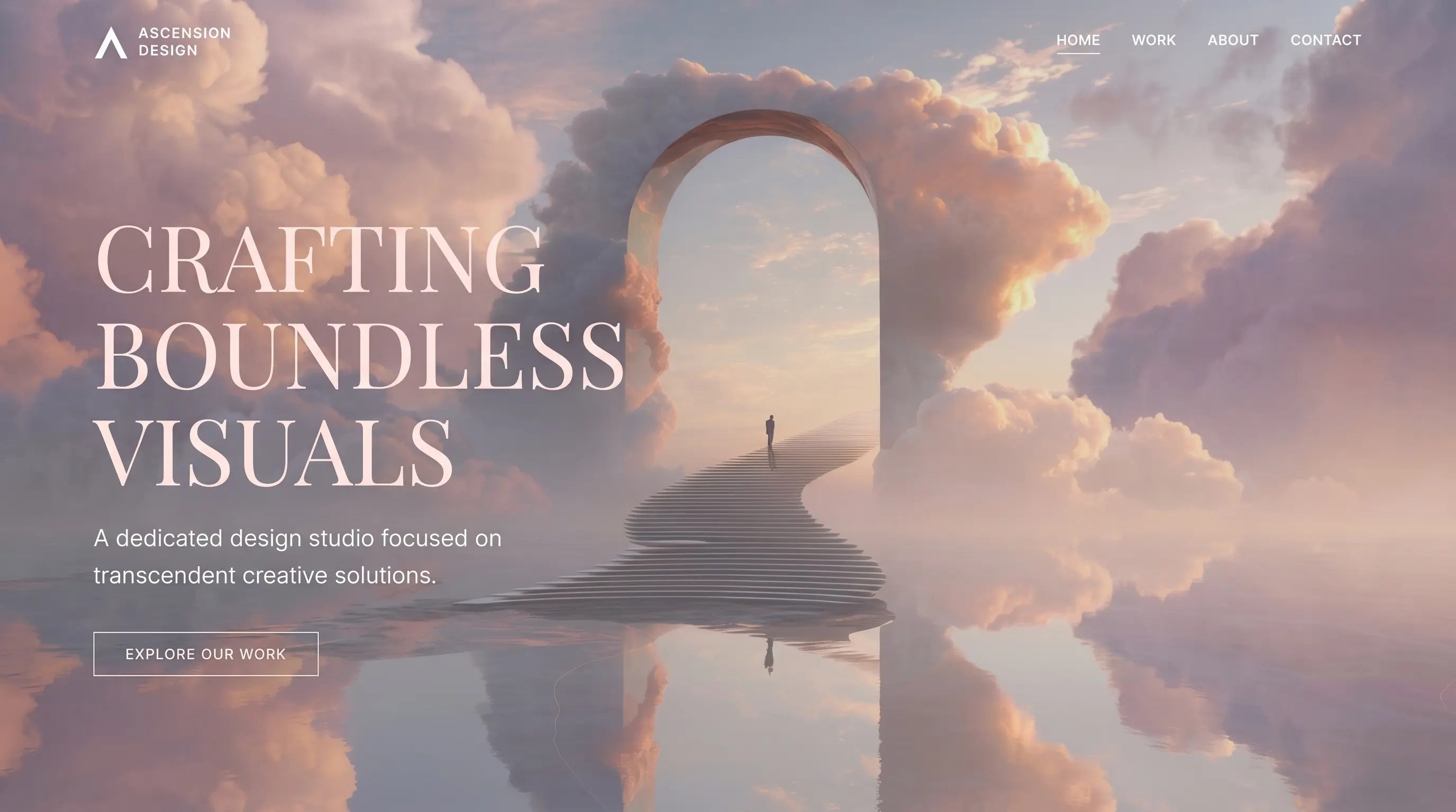 Ethereal and minimalist digital studio interface for Design Ascension