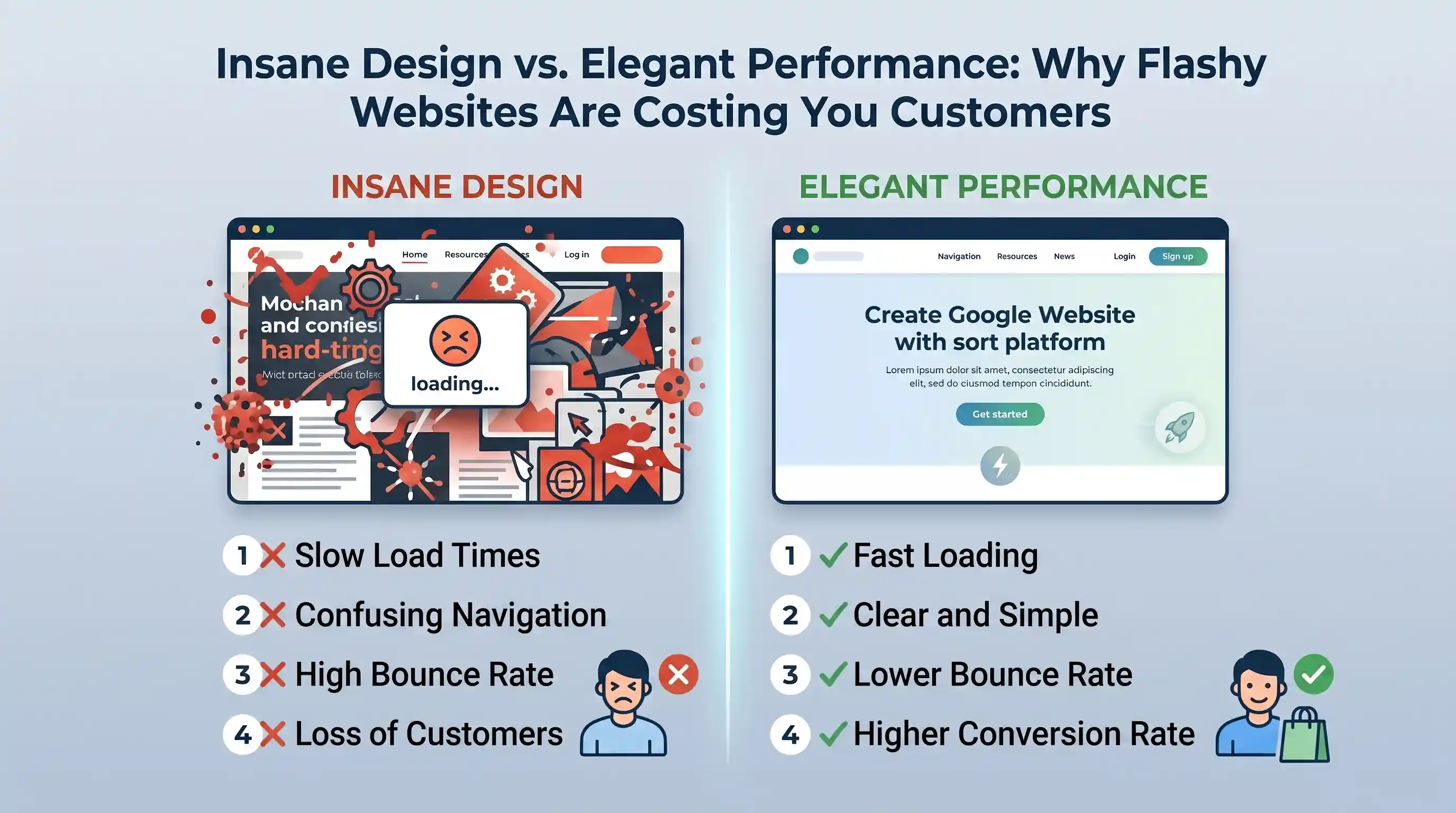 Insane Design vs. Elegant Performance: Why Flashy Websites Are Costing You Customers