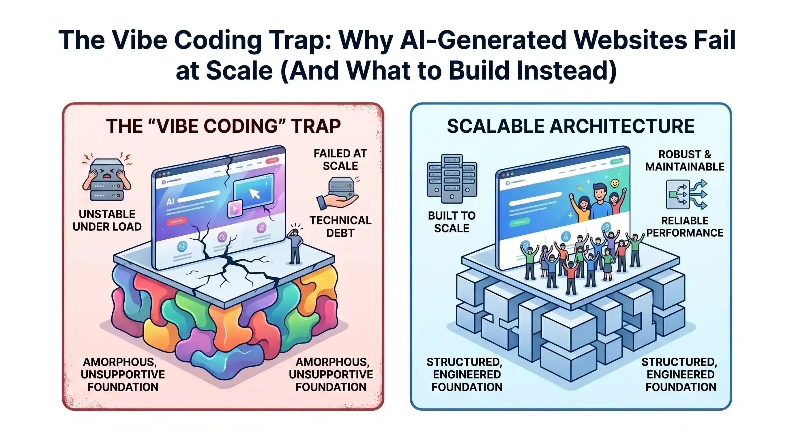 The Vibe Coding Trap: Why AI-Generated Websites Fail at Scale (And What to Build Instead)